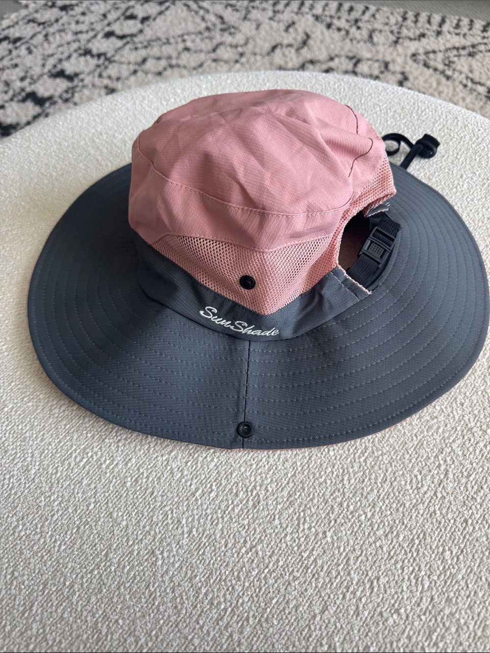 Pink and Gray Wide Brim Sun Hat